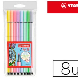 8 rotuladores acuarelables Stabilo Pen 68 tinta colores surtidos pastel